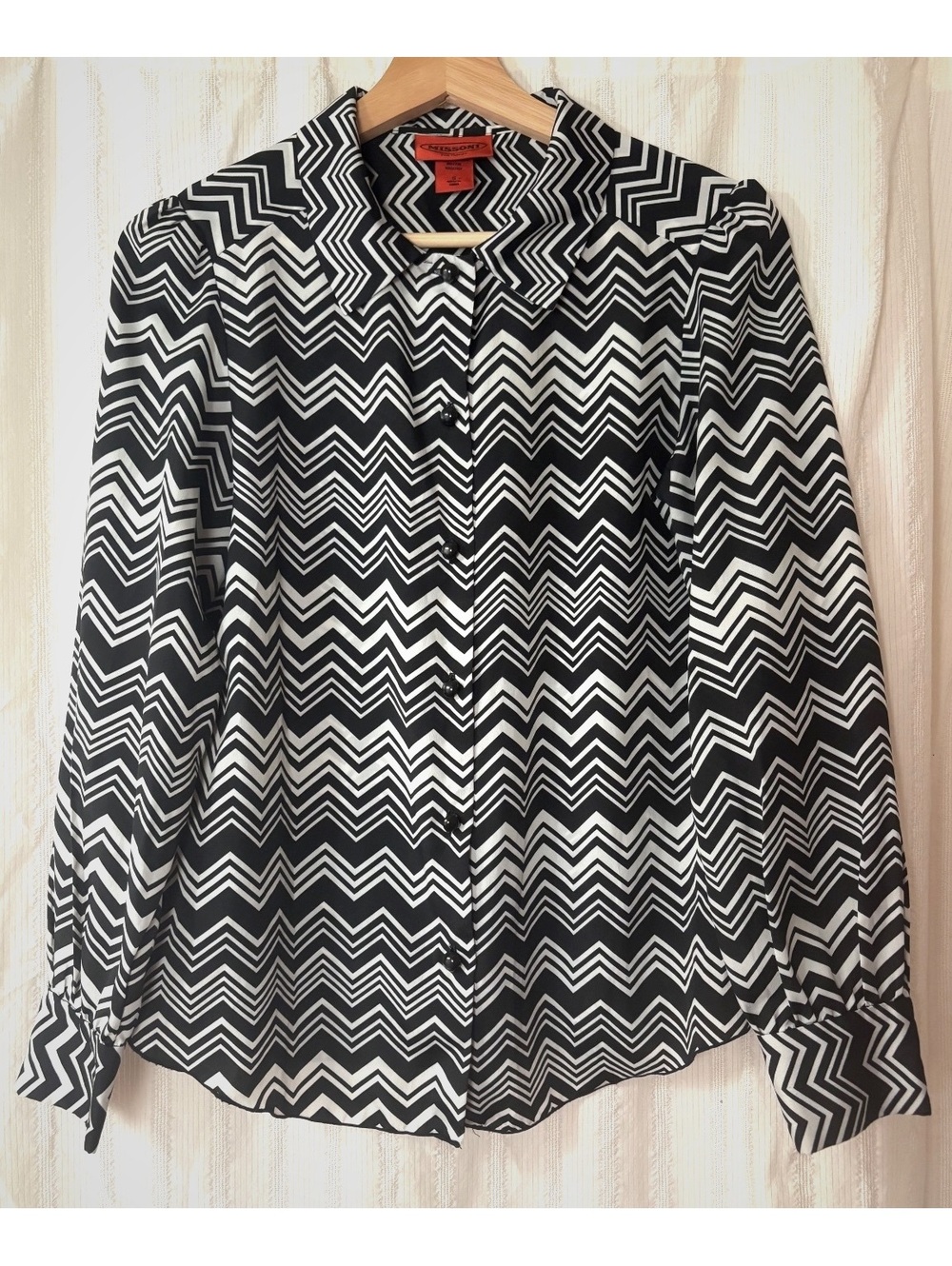Missoni for Target Black and White Zigzag Button-Up Blouse Size S #interview